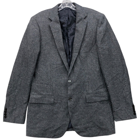 J Crew Blazer Mens 40L Gray Thompson Wool Blend Sport Jacket Navy Lined Coat - Picture 1 of 11